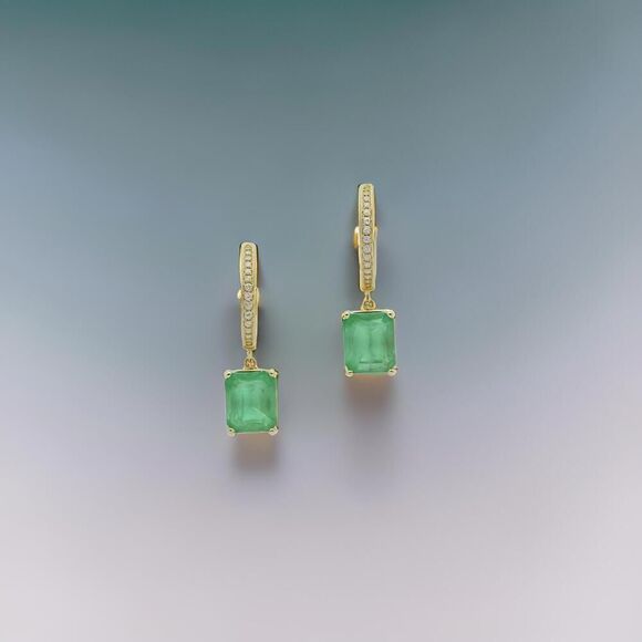 Natural Emerald Diamond Earrings 14k Yellow Gold 3.56 TCW Certified $4,975 - Picture 5 of 11
